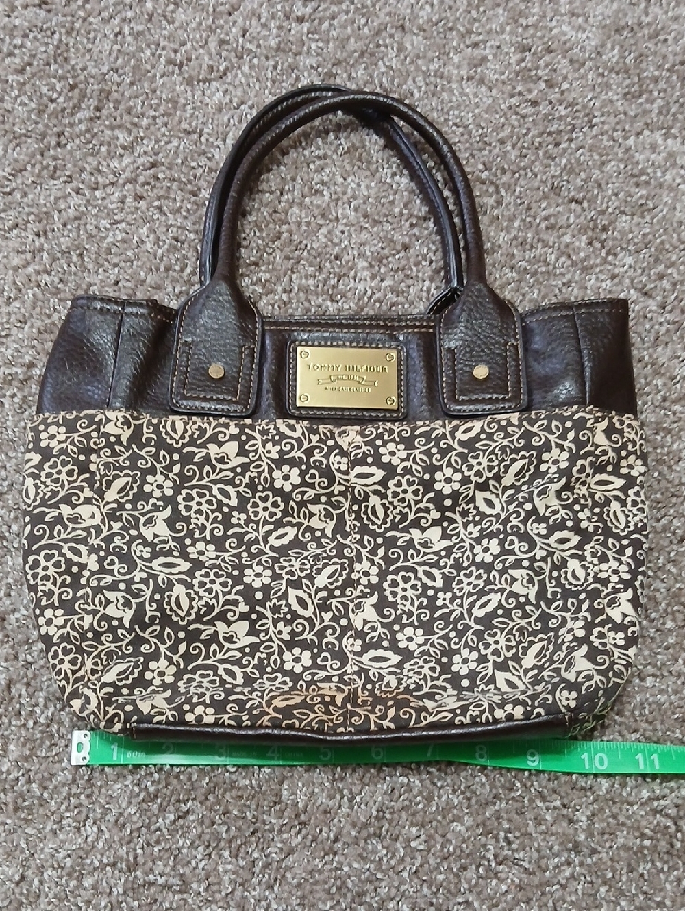 Y2K Tommy Hilfiger Brown and Cream Floral Canvas Tote - Picture 13 of 13